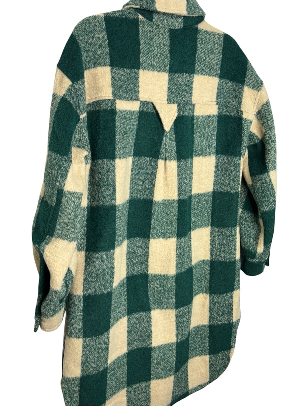 Avec Les Filles Relaxed Longline Buffalo Emerald Oversize Plaid Shacket Coat Med - Picture 6 of 11
